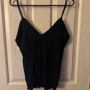 Zenobia Black Lace Trim Camisole Top